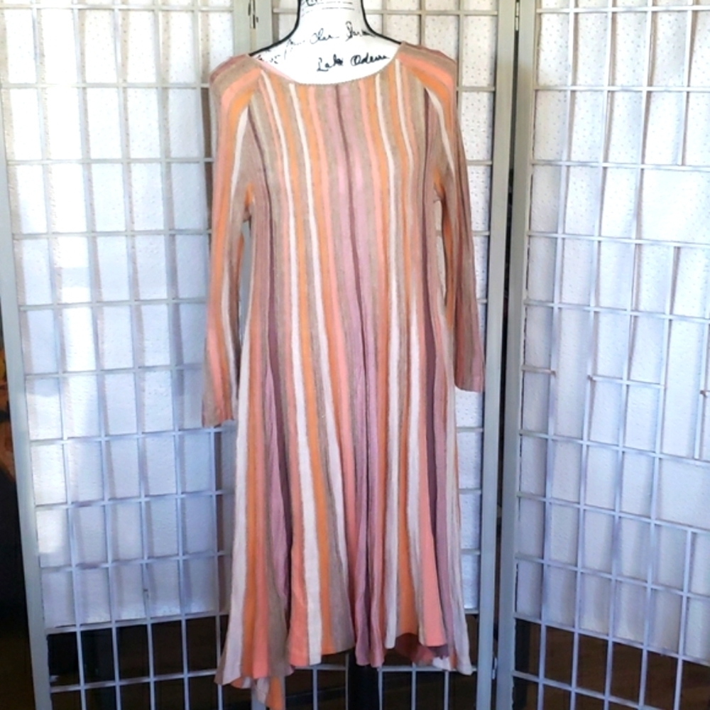 Anthropologie Moth long sleeve striped high low tunic dress new S